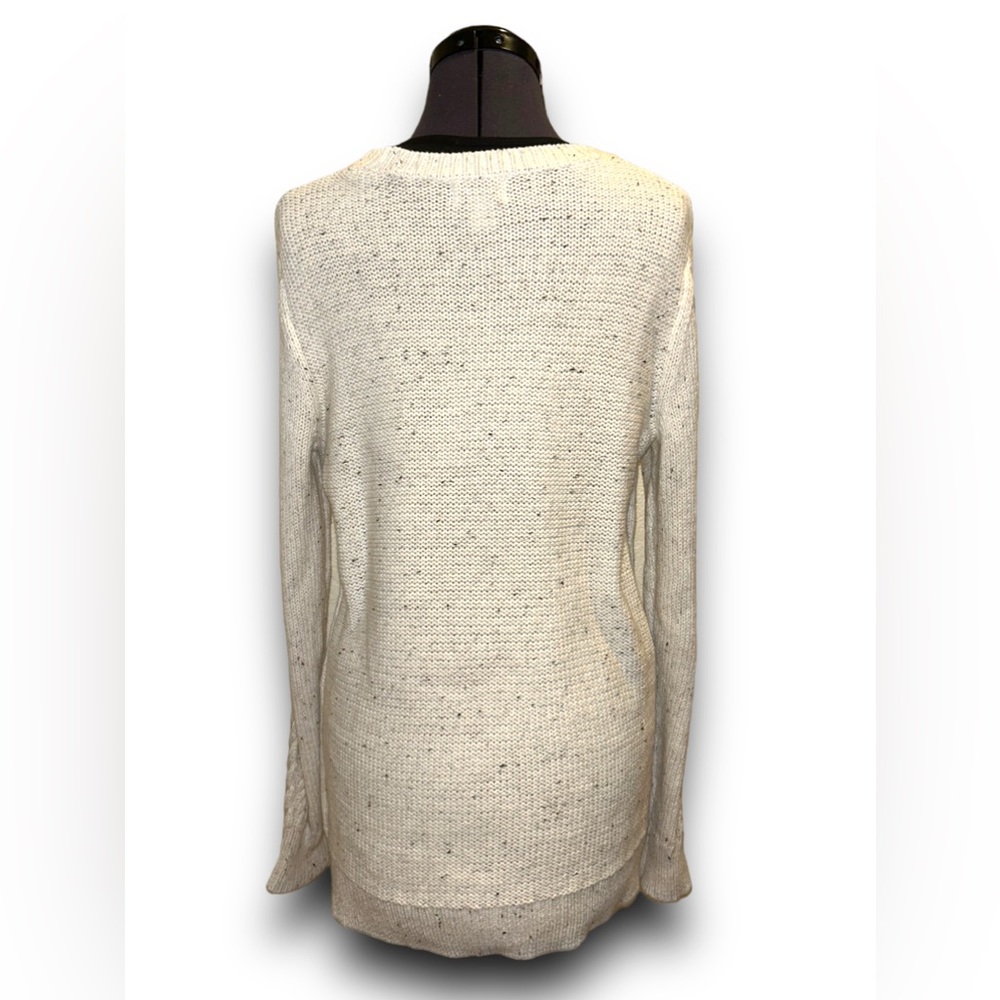 Old Navy • Cable Knit Sweater, Cream with Navy Specks, EUC, Large - Picture 4 of 9